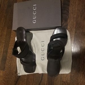 Chocolate authentic gucci wedges